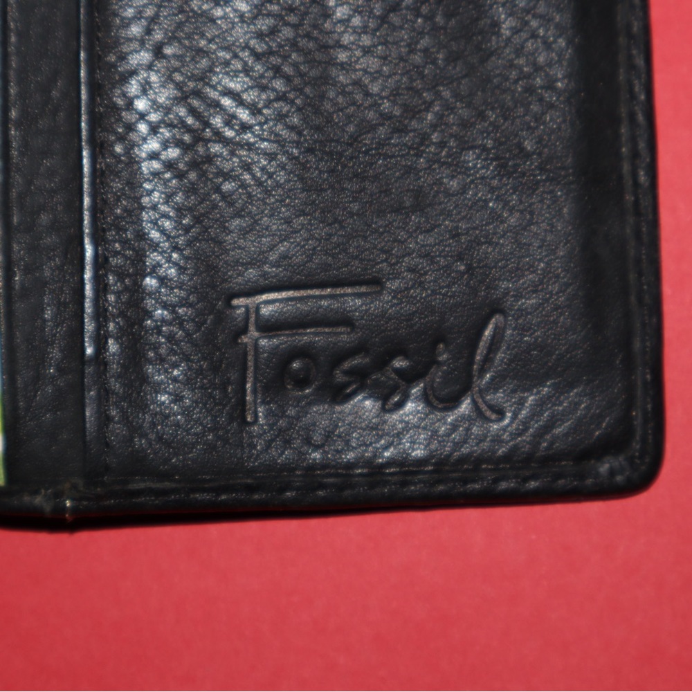 FOSSIL Olivia Checkbook Frame Kiss Lock Closure Black Leather Clutch - Picture 6 of 8